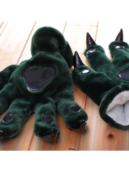 Dark green Kigurumi Unisex Onesies Animal Hands Paw Flannel Cartoon Gloves