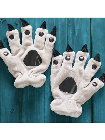 Grey Kigurumi Unisex Onesies Animal Hands Paw Flannel Cartoon Gloves