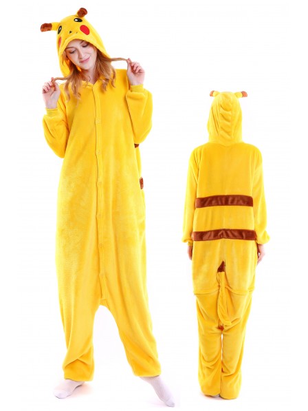 Pikachu Kigurumi Onesie Pajamas Soft Flannel Unisex Animal Costumes
