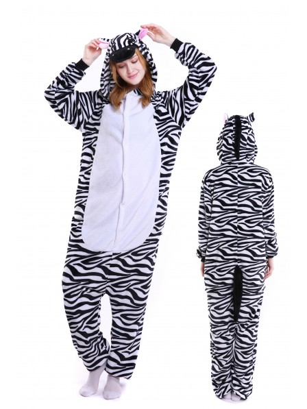 Zebra Kigurumi Onesie Pajamas Soft Flannel Unisex Animal Costumes