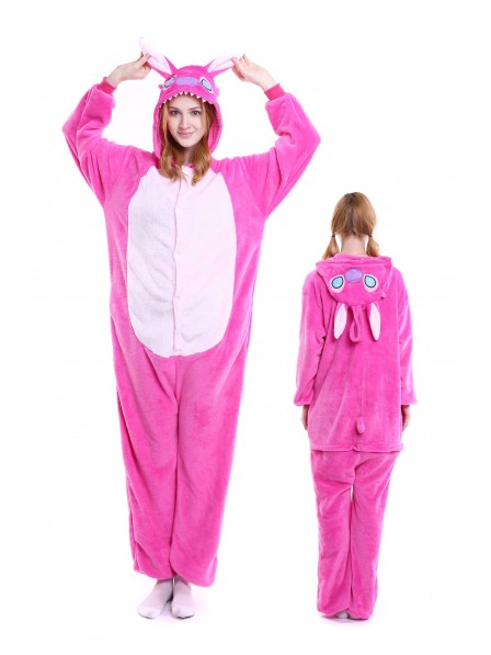 Pink Stitch Kigurumi Onesie Pajamas Soft Flannel Unisex Animal Costumes