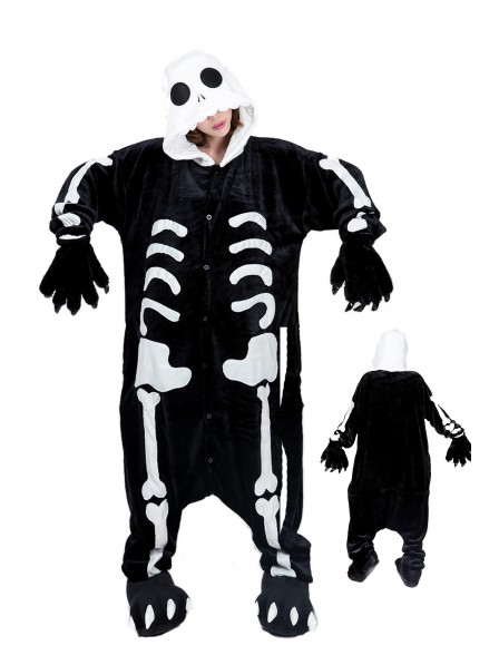 Skeleton Kigurumi Onesie Pajamas Soft Flannel Unisex Animal Costumes