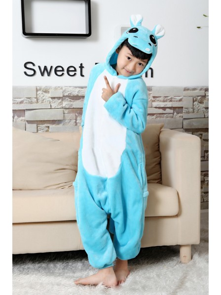 Blue Hippo Onesie Kigurumi Pajamas Kids Animal Costumes For Teens