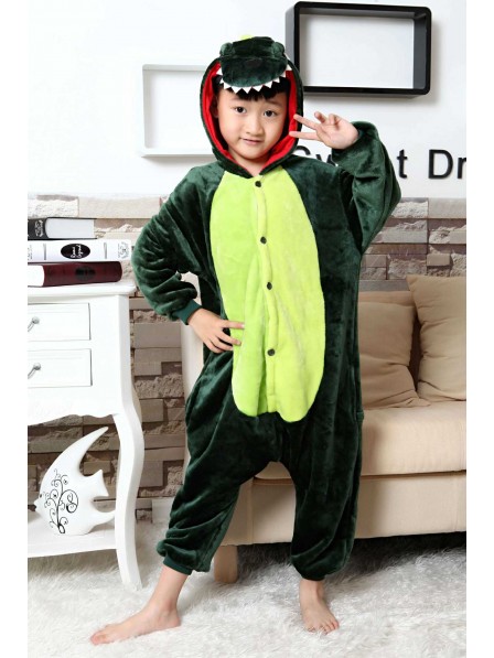 Green Dinosaur Onesie Kigurumi Pajamas Kids Animal Costumes For Teens