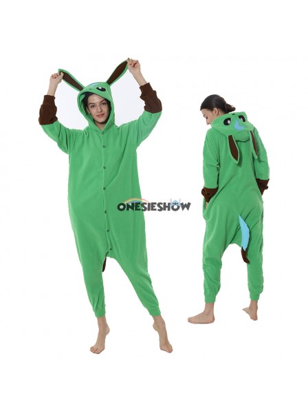 Green Eevee Costume Onesie Halloween Outfit Party Wear Pajamas