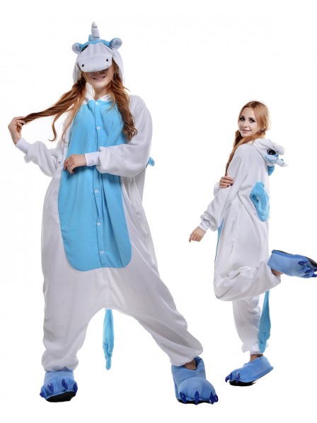 Blue Unicorn Kigurumi Onesie Pajamas Polar Fleece Animal Unisex Costumes