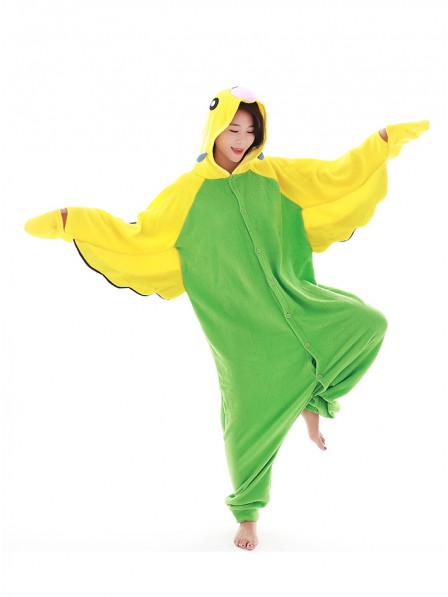 Green Budgie Kigurumi Onesie Pajamas Polar Fleece Animal Unisex Costumes